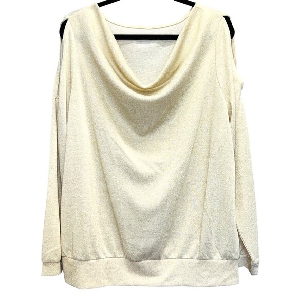 Lane Bryant Womens Cowl Neck Metallic Top Size 18/20 Polyester & Metallic Beige - Picture 2 of 4